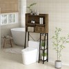 HOMCOM Over the Toilet Storage Cabinet, Over Toilet Bathroom Organizer with Sliding Door, 3 Storage Compartments and 4 Open Shelves - 2 of 4
