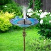 31.1" Tall Glass Bird Bath Flower Bird Feeder with Metal Stake Bird Feeder & Water Dish for Outdoor Garden Patio Decor - 2 of 4
