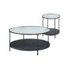 Metal 2-Piece Coffee and End Table Set with Glass Top and Lower Shelves for Living Room - 2 of 4