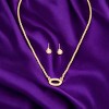 Slickblue Dainty Rope Chain Necklace & Pentagon Earring Set, Oval Charm Jewelry for Women, Gold/Silver - 2 of 3