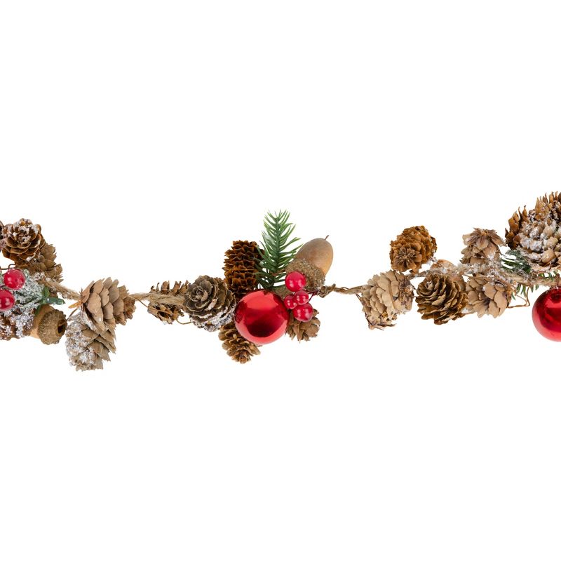 Northlight Pine Cones and Berries with Ornaments Christmas Twig Garland - 39.5" x 3" - Unlit, 4 of 8