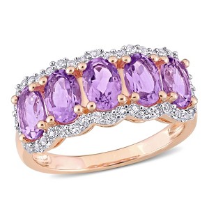 EVERLY JEWELRY | Rose Plated Sterling Silver 2 2/5 CT TGW Amethyst White Topaz Fashion Ring - 1 of 4