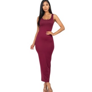 Slickblue Women's Solid Maxi Dress, Sleeveless Stretch Jersey Fabric, Casual Fit, Multi Colors Options, Size S-L - 1 of 4
