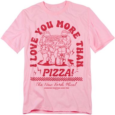 Men's Tmnt Love You More Than Pizza Valentine T-Shirt, Pink, Large