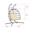 2 Person Outdoor Rattan Hanging Chair,Water Resistant Fabric Upholstered Patio Wicker Lounge Egg Chair For Backyard,Garden-Coolbibila - 4 of 4