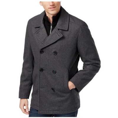 I.N.C International Concepts Mens Double Breasted Pea Coat, Grey, Medium
