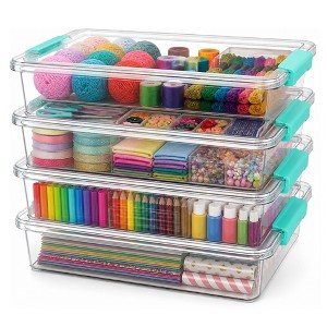 SpaceAid 6 QT Stackable Storage Bins with Lids, Clear Containers