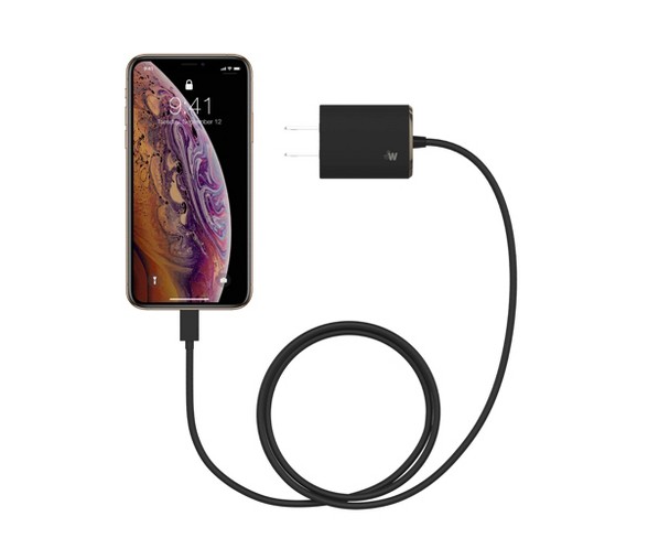 Just Wireless&#174; Home Charger with Corded Lightning Cable - Black