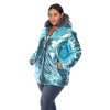 Plus Size Metallic Puffer Coat with Hoodie - White Mark - 2 of 4