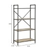 Industrial Bookshelf with Rustic Wood Shelves Metal Frame Open Back 49in Tall for Office or Living Room-3irtyhousy - 4 of 4