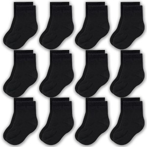 Cozyway Crew Cotton Baby Socks - 12 Pack Stretch Newborn Socks, Baby Socks 0-6 Months, Infant Socks, Black, 0-6 Months, Unisex - 1 of 4