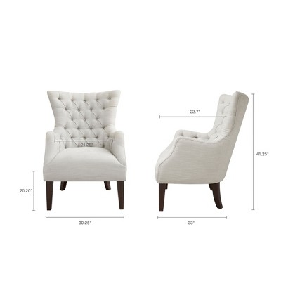 Ivory Elegance Tufted Wingback Accent Chair with Tapered Legs