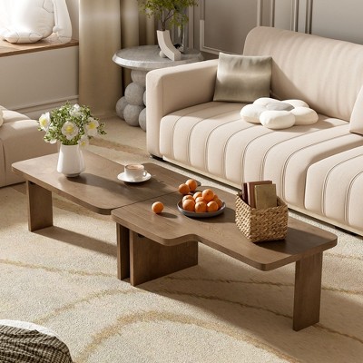 Sapphtopaz Modern Coffee Table Rectangle Table with Splicing Design Multifunctional Dining Table Combination Coffee Bar for Living Room