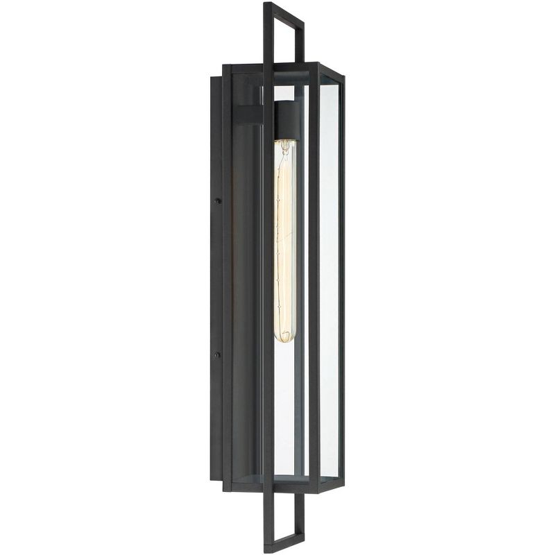 Possini Euro Design Jericho Modern Wall Light Sconce Textured Black Hardwire 7" Fixture Clear Glass for Bedroom Bathroom Vanity Reading Living Room, 5 of 10