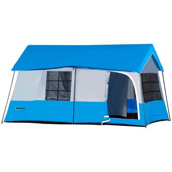 Outsunny 5-8 Person Pop-up Ice Fishing Shelter, Portable Ice Fishing Tent,  Blue