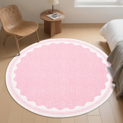 Washable Scalloped Rug Modern Neutral Living Room Rugs
