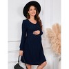 Women's Maternity V Neck Dress Long Sleeve Rib Knit Midi Dress Photoshoot Baby Shower Sweater Fall Dresses - 2 of 4