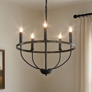 ALOADECOR 26'' 5-Light Modern Matt Black Classic Candelabra Chandelier Industrial Candle Pendant Light For Living Room Dining Room And Entryway - 1 of 4