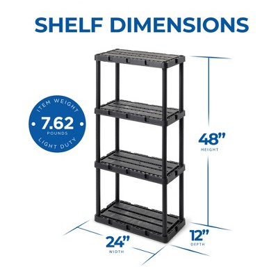 Versatile 24'' Black Plastic 4-Shelf Storage Organizer