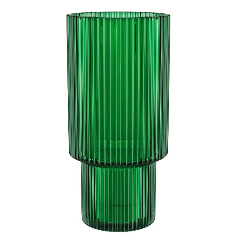 American Atelier Vintage Art Deco 11 oz. Fluted Drinking Glasses 4-Piece, Unique Cups for Weddings, Cocktails or Bar, Ribbed Glass Cup, 1 of 7