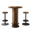Resenkos Elegance Wooden Bar Table Set, 2 Stool Bar Height Pub Table, Perfect for Home Bar, Kitchen, Living Room, Stylish Brown Design - 3 of 4