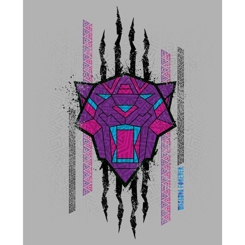 Boy's Black Panther: Wakanda Forever Geometric Black Panther Icon Scratch T-Shirt, 2 of 6