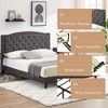 Queen Size Platform Bed Frame, Modern Gray Upholstered Bed Frame with a Height-Adjustable Button-Tufted Headboard, Noise Free Wood Slats Mattress - 3 of 4