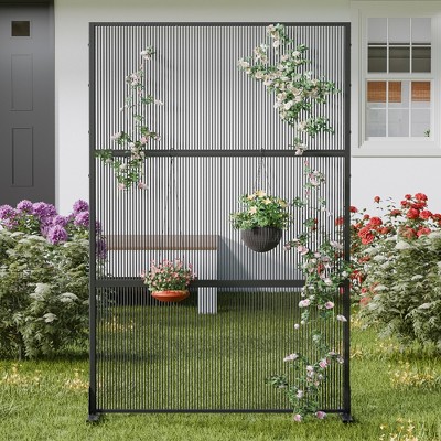 Lirago 72 in. Galvanized Metal Outdoor Privacy Screens Garden Outdoor Fence Black