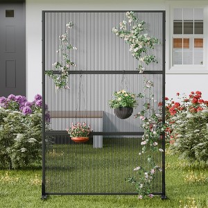 Lirago 72 in. Galvanized Metal Outdoor Privacy Screens Garden Outdoor Fence Black - 1 of 4