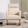 Upholstered Rocking Chair with High Backrest, Comfy Fabric Glider Nursery Chair with Rubber Wood Legs and Side Pocket, Modern Accent Chair - 3 of 4