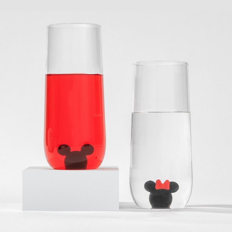 JoyJolt Disney Mickey & Minnie Icon Tall Highball Drinking Glass - 14 oz - Set of 2, 2 of 7