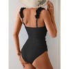 Eomenie Women's One Piece Swimsuit 2025 Tummy Control Square Neck Bathing Suit Ruffle Straps Ribbed Swimwear - 2 of 3