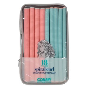 Conair Heatless Spiral Rollers - Coral & Teal - 18pk - 1 of 4