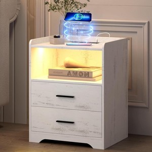 Vlsrka Night Stand with Wireless Charging, 2 Drawers, Smart Bedside Table with 24-Color RGB Lighting, Modern LED Lighted Nightstand for Bedroom - 1 of 3