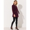 INSPIRE CHIC Women's Notch Lapel Double Breasted Belted Mid Long Outwear Winter Coat - 3 of 4