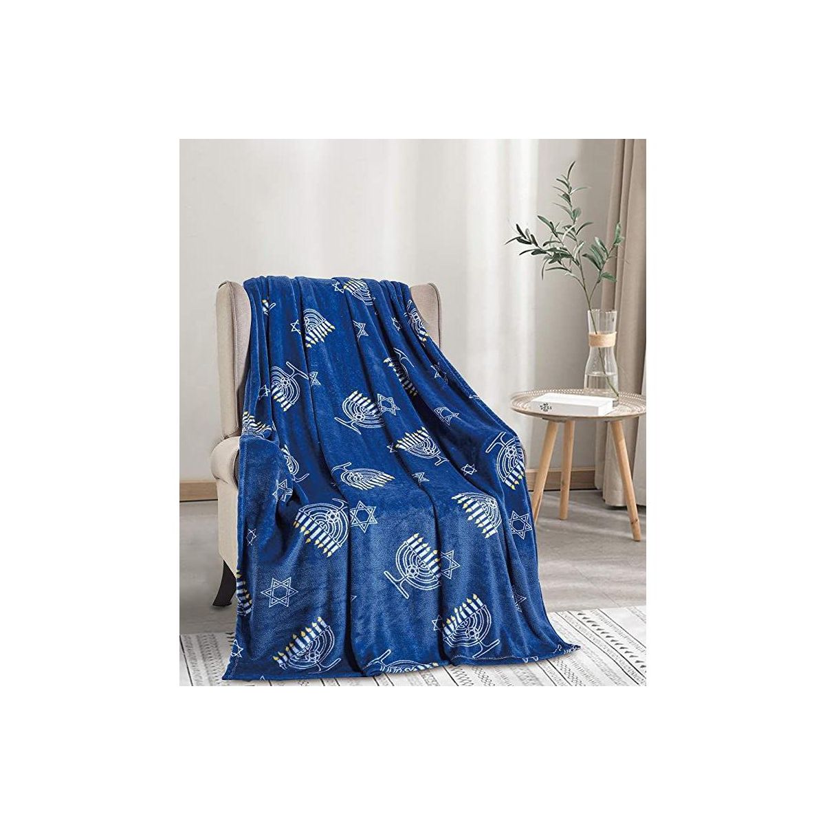 Noble House Hanukkah Maccabee Collection Microplush Holiday Throw Blanket 50" x 60"