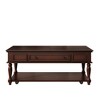 Luxystar Farmhouse Coffee Table with One Drawer Lockable Wheels and Solid Wood Legs for Living Room, Espresso - 2 of 4