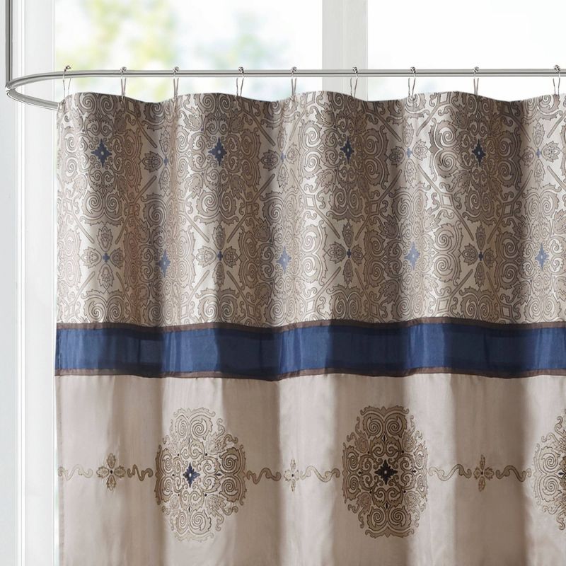 Perry Embroidered Shower Curtain Navy Blue, 5 of 7