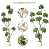 5/6/7ft Tall Fake Plant Indoor,Faux Floor Tree in White Planter with Multiple Trunks Design,Artificial Umbrella Schefflera Tree for Home Decor - 3 of 4