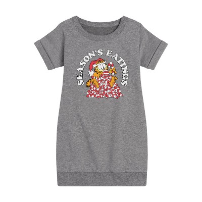 - Garfield - Seasons Eatings Graphic Short Sleeve Fleece Dress