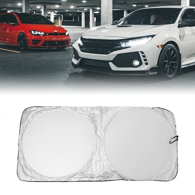 X AUTOHAUX Foldable Rear Window Windshield for Car Vehicle Nylon Automotive Sunshades Black Silver 1 Pc