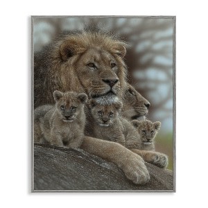 Stupell Industries King Lion Baby Cubs Wild Safari Animal Family Black Framed Giclee Art - 1 of 4