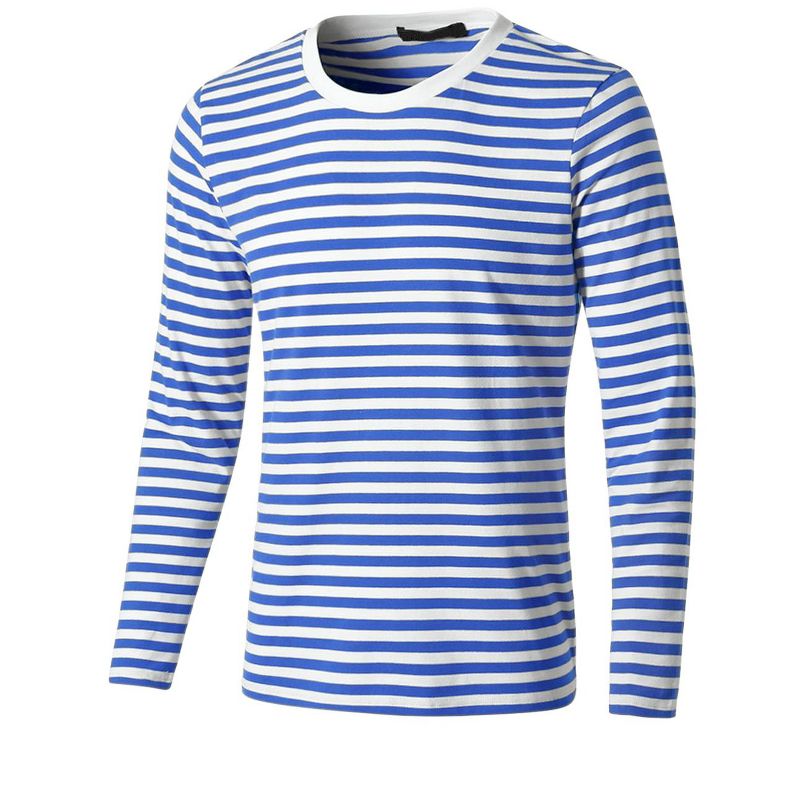 Lars Amadeus Men's Casual Striped Crew Neck Long Sleeve Pullover T-Shirt, 1 of 7