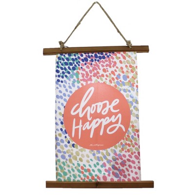 Home Decor 25.0" Choose Happy Wall Hanging Fabric Spring Banner  -  Fiber Wall Art