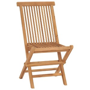 vidaXL Solid Teak Wood Folding Patio Chairs-Brown Wooden Garden Seat-Set of 2-Outdoor Furniture-No Assembly - 1 of 4