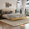 Christopher Knight Home Evelyn Mid-Century Modern Rubberwood Bed with Upholstered Headboard - 2 of 4