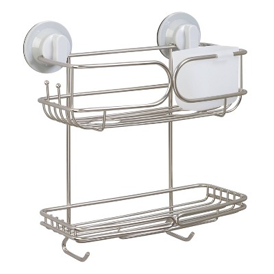 Zenna Home Satin Chrome Steel 2-Shelf Hanging Shower Caddy 16-in x