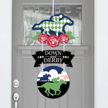 Big Dot of Happiness Kentucky Horse Derby - Hanging Porch Horse Race Party Outdoor Decorations - Front Door Decor - 3 Piece Sign