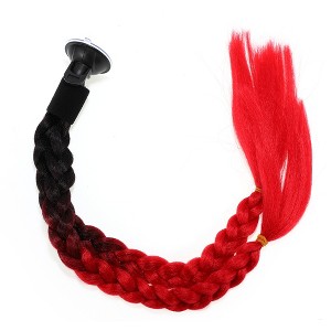 Unique Bargains Gradient Ramp Helmet Pigtail Black Red 24" - 1 of 4