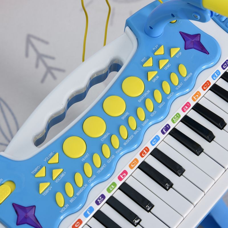 Qaba Kids Toy Keyboard Piano Toddler Electronic Instrument with Stool, Microphone and Bright Flashlight for Children Birth Gift, 6 of 10